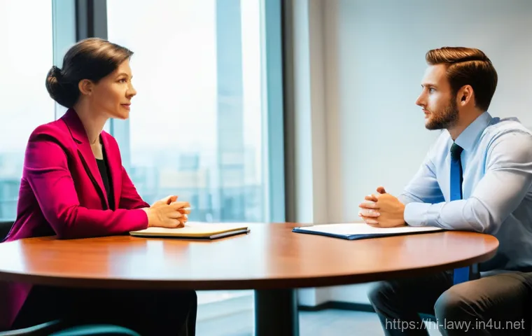 변호사와 고소 대응 사례 - **Prompt 1: Initial Legal Consultation - Calm and Professional**
    A person, male or female, in th...