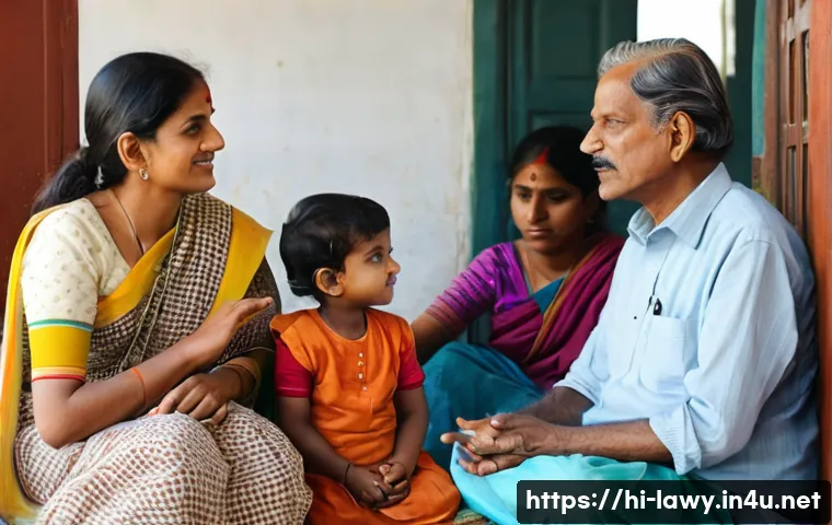 변호사와 공익 법률 지원 경험 - **Prompt:** "A diverse group of Indian citizens, including a young woman in a modest saree, an elder...