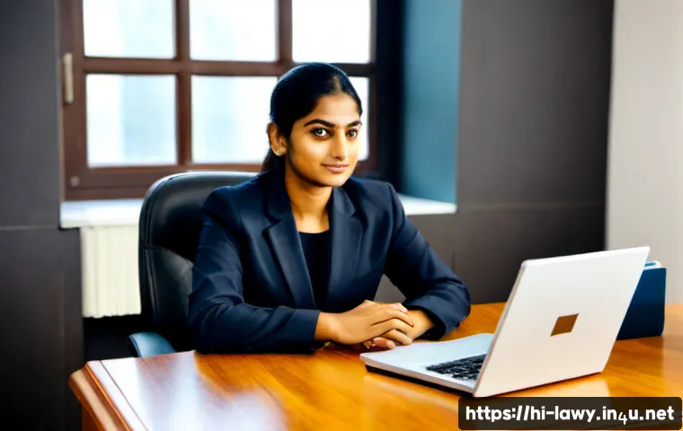 Home 17 변호사 클라이언트 관리 팁 - Photorealistic Indian lawyer in a neat modern office warmly listening to a client across a clean woo...